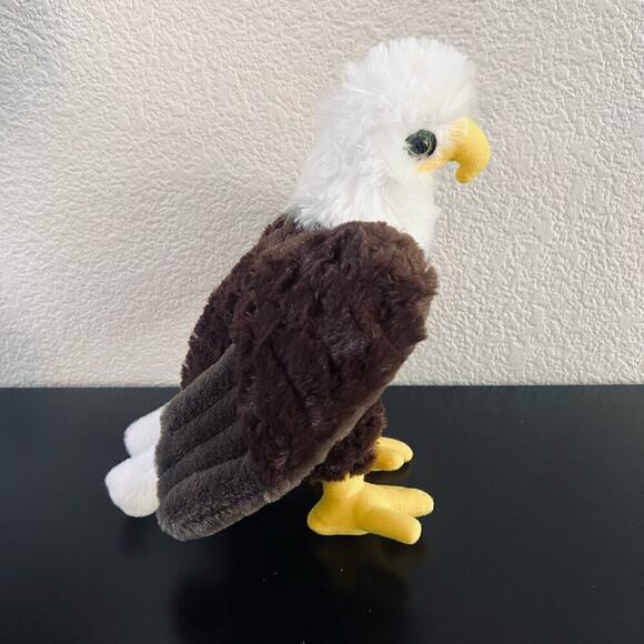 Wild Republic Bald Eagle Soft Plush Toy 9” Tall in White Brown Yellow - Picture 4 of 9